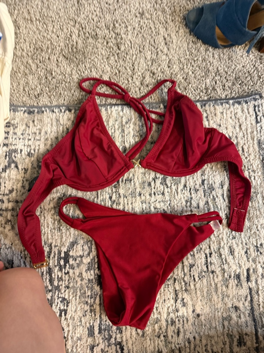 Red Women's Bikini Set - Classic Triangle Swim Top & Cheeky Bottom